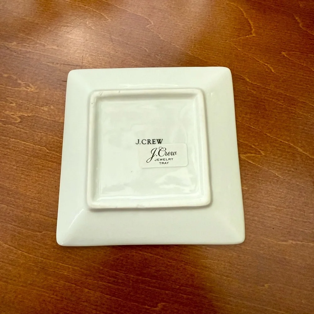 J. Crew small square silver and ivory stripe jewelry tray